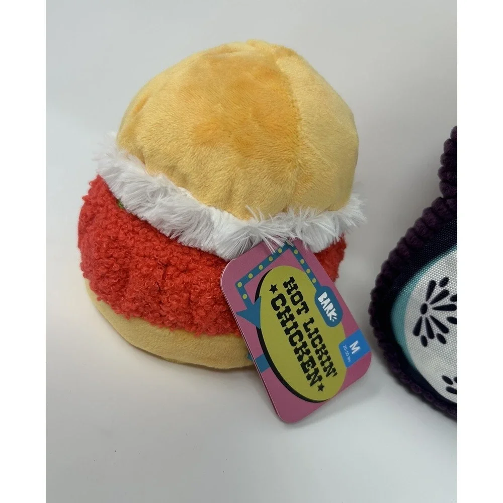 2 Pack Bark Box Dog Toy 1 Drool Drops On My Guitar M-L/ 1 Hot Lickin Chicken Med